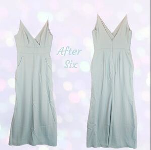 After Six Maxi Dress Womens Sz 10 Willow Green Crepe Pockets Cross Over Front